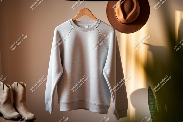 Light gray raglan sweatshirt mockup