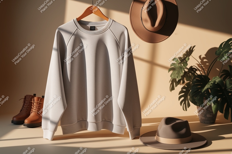 Light grey sweatshirt with brown hats and boots image
