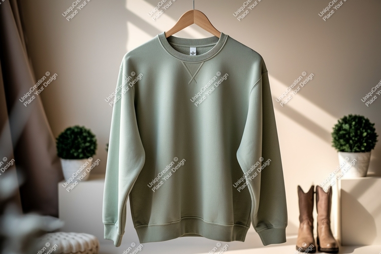 Sage green sweatshirt hanging mockup apparel clothing