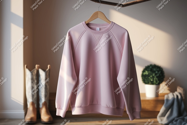 Pink raglan sweatshirt mockup apparel