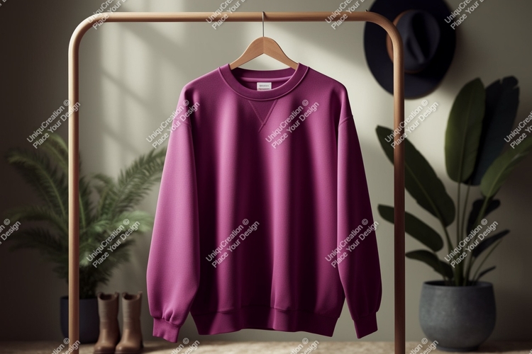 Magenta sweatshirt on hanger clothing garment