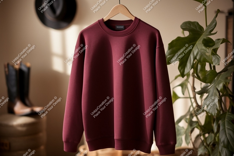 Maroon sweatshirt hanging indoors clothing apparel