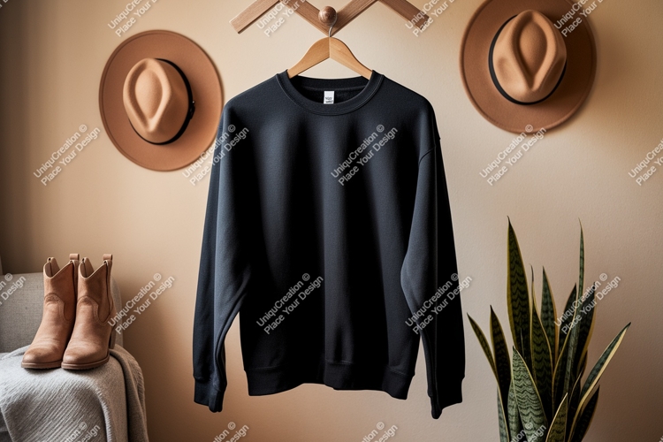 Black sweatshirt tan hats cowboy boots image