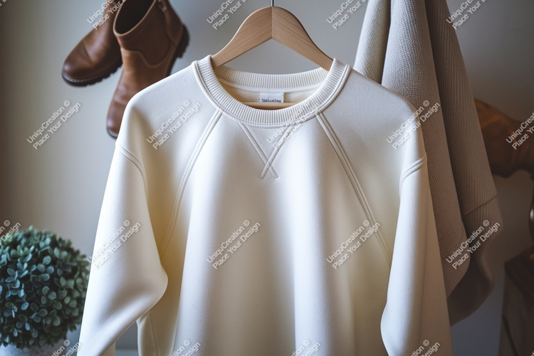 Creamy sweatshirt raglan detail mockup clothing