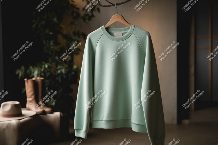 Mint green sweatshirt hanging clothing apparel