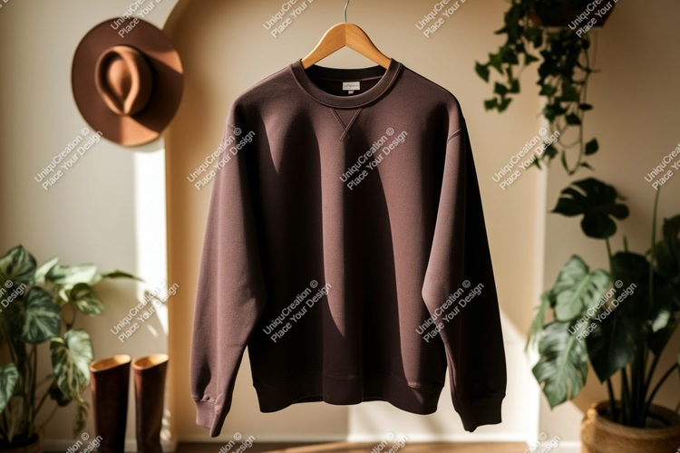 Brown sweatshirt hanging indoors garment apparel