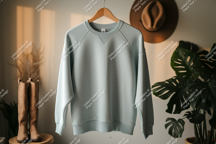 Light blue crewneck sweatshirt mockup clothing apparel