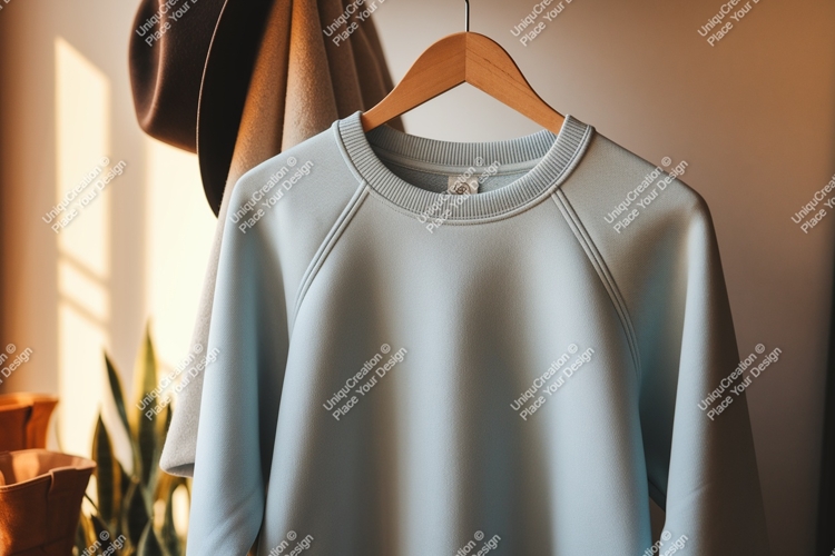 Light blue sweatshirt raglan detail clothing garment