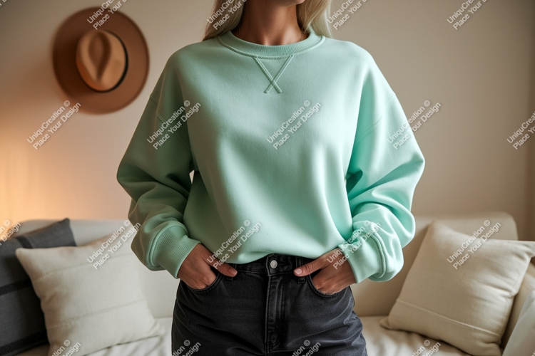 Mint green sweatshirt casual wear image