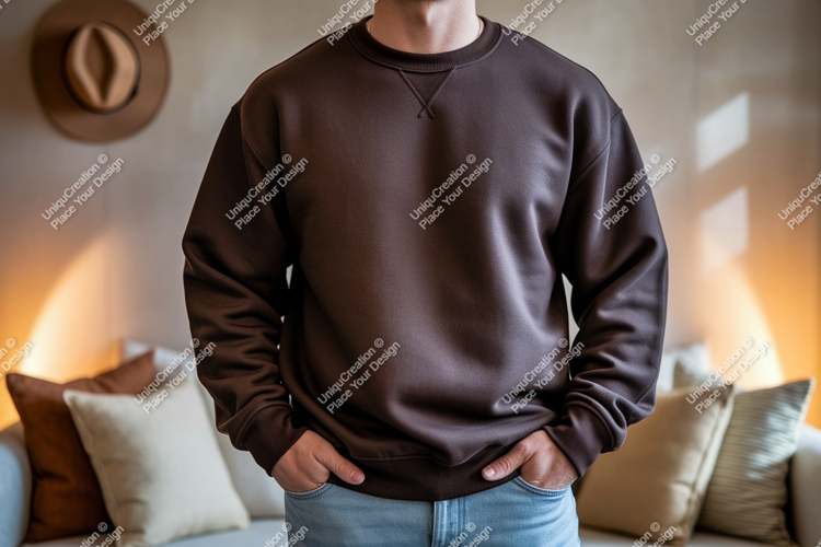 Brown sweatshirt mockup casual comfort image