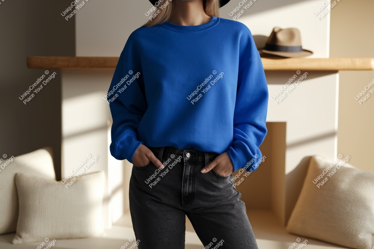 Blue sweatshirt casual outfit denim