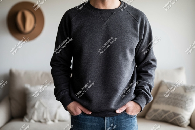 Dark grey crewneck sweatshirt mockup