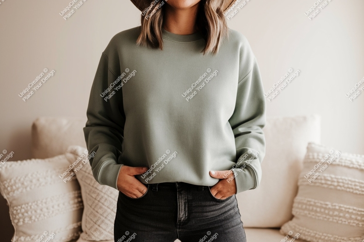 Sage green crewneck sweatshirt mockup