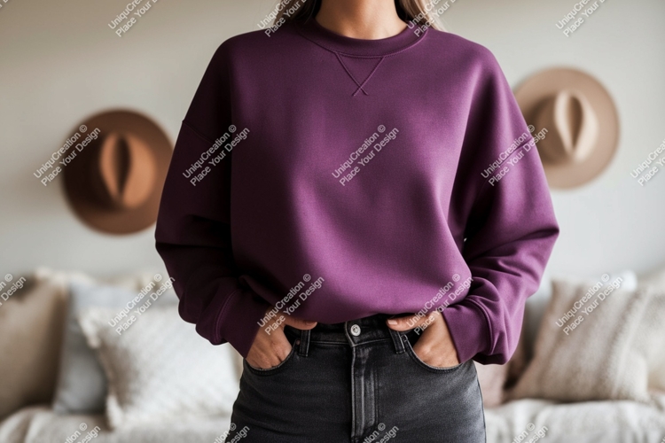 Plum sweatshirt dark denim mockup clothing