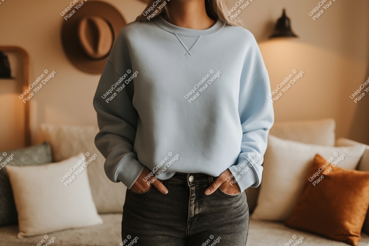 Light blue sweatshirt mockup apparel