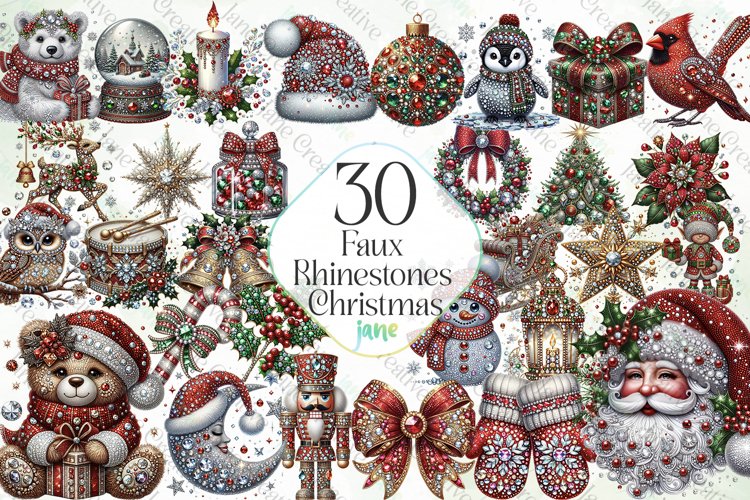 Faux Rhinestones Christmas Sublimation
