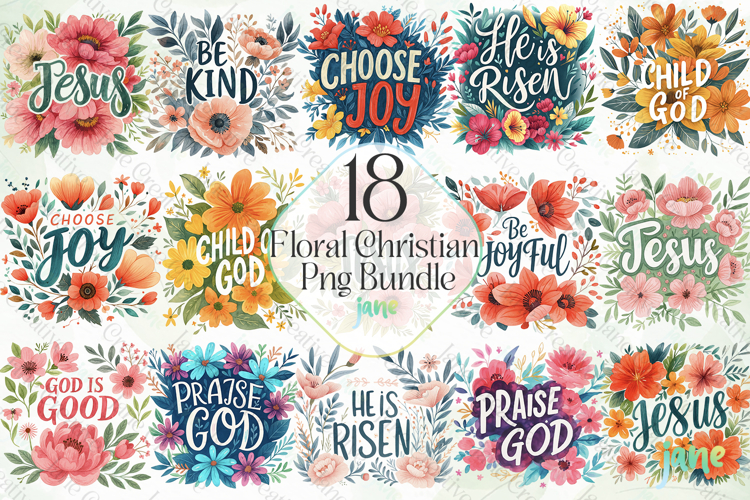 Floral Christian Png Bundle Sublimation