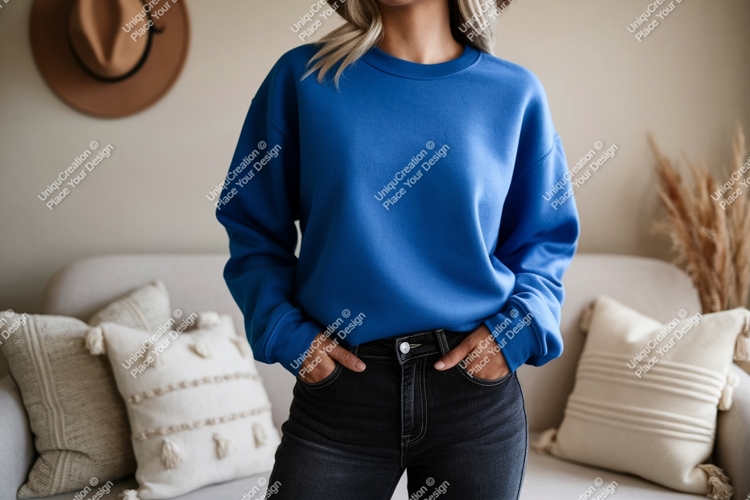 Blue sweatshirt casual fashion mockup image