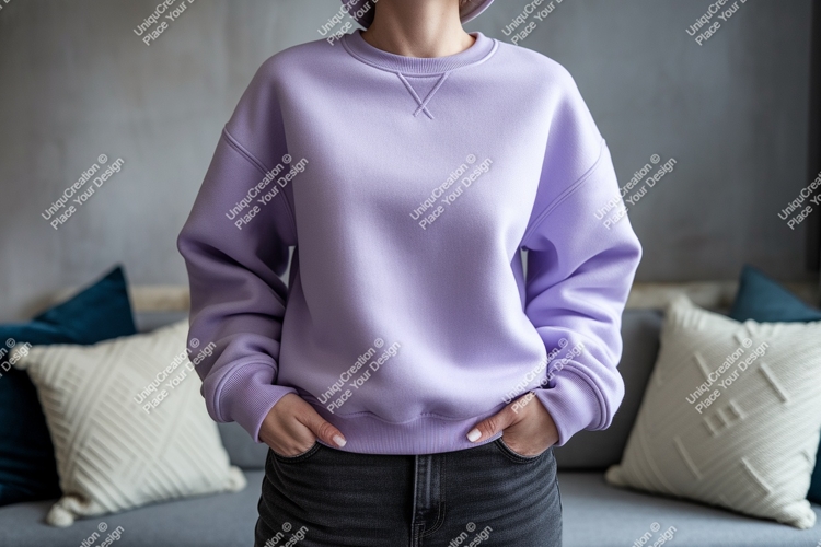 Lavender sweatshirt cozy casual wear mockup