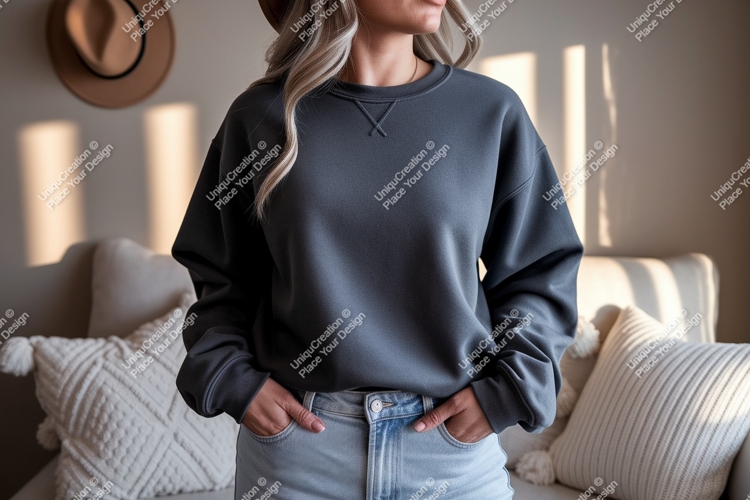 Dark grey crewneck sweatshirt mockup