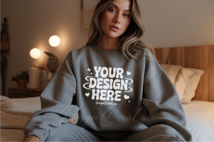 Muted Gray Relaxed Fit Sweatshirt Mockup