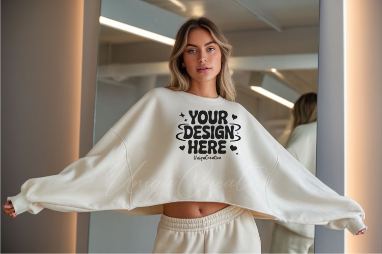 Neutral Beige Minimalist Sweatshirt Mockup