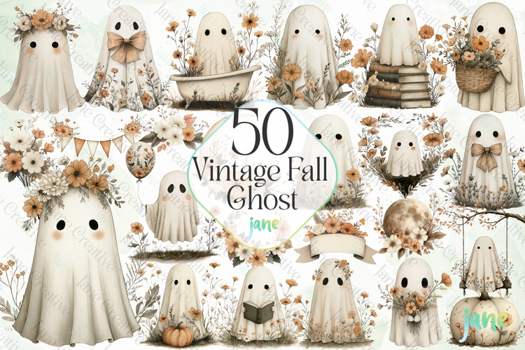 Vintage Fall Ghost Sublimation Bundle