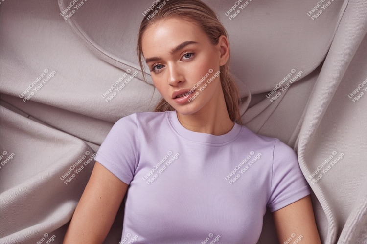 Woman in purple tshirt mockup example image 1