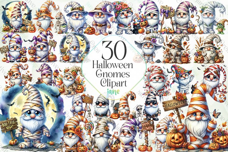 Halloween Gnomes Clipart Sublimation