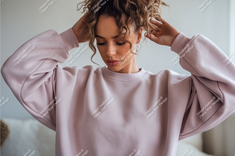 Woman with curly hair mockup