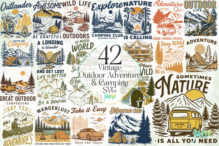 Vintage Outdoor Adventure   Camping SVG