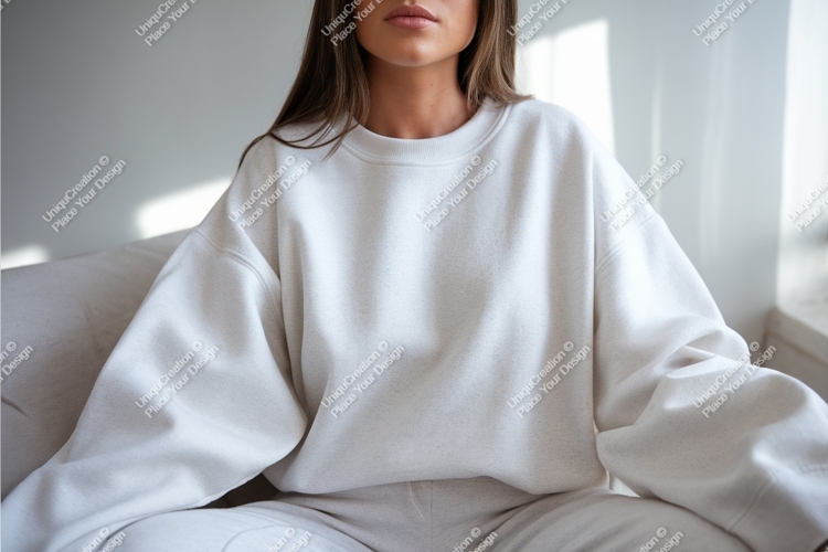 Woman in sweatshirt mockup