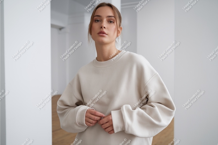 Woman in a sweatshirt mockup