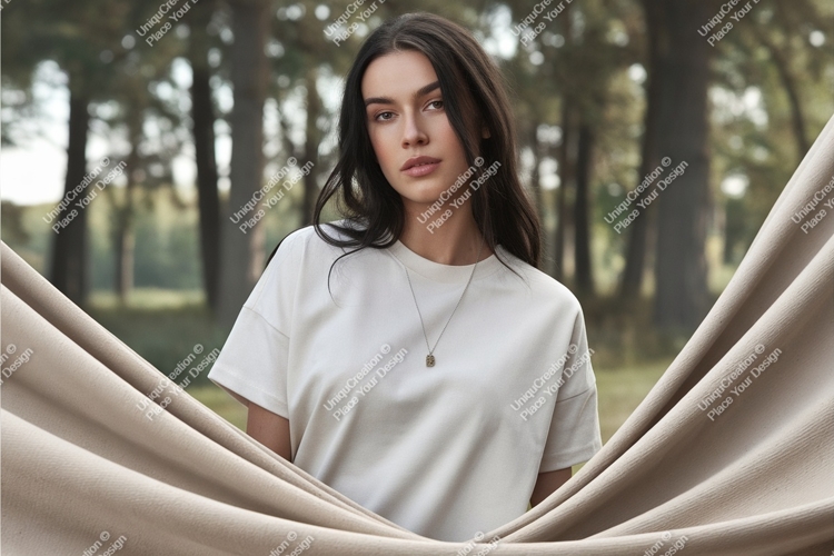 Woman in white tshirt mockup