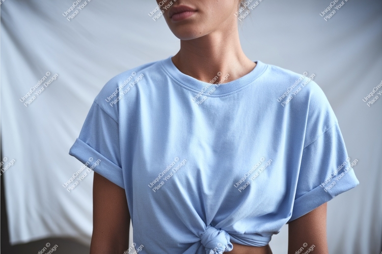 Woman in blue shirt mockup