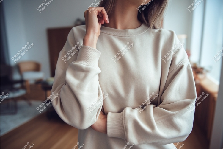 Beige sweatshirt fashion style mockup