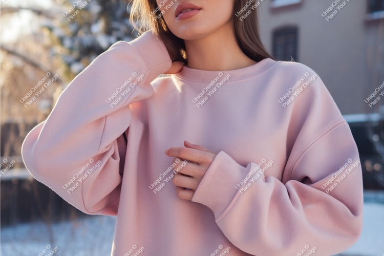 Pink sweatshirt in winter mockup