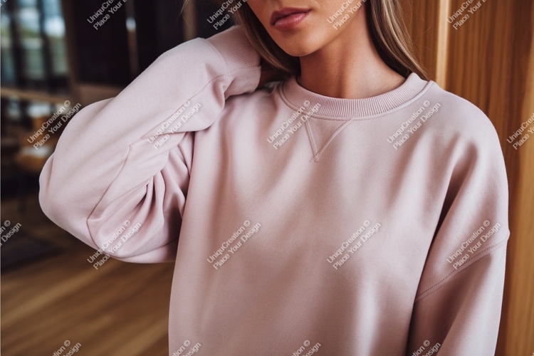Woman wearing pink sweatshirt apparel clothing