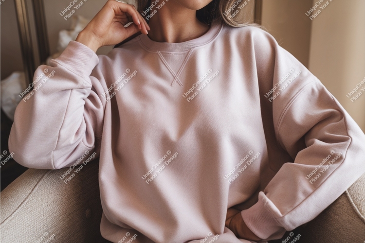Format: Title: Pink Crewneck Sweatshirt Mockup apparel