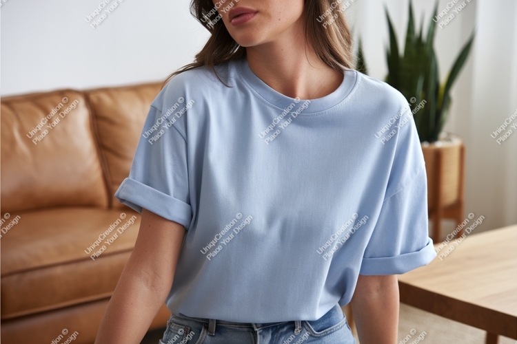 Light blue t shirt mockup apparel