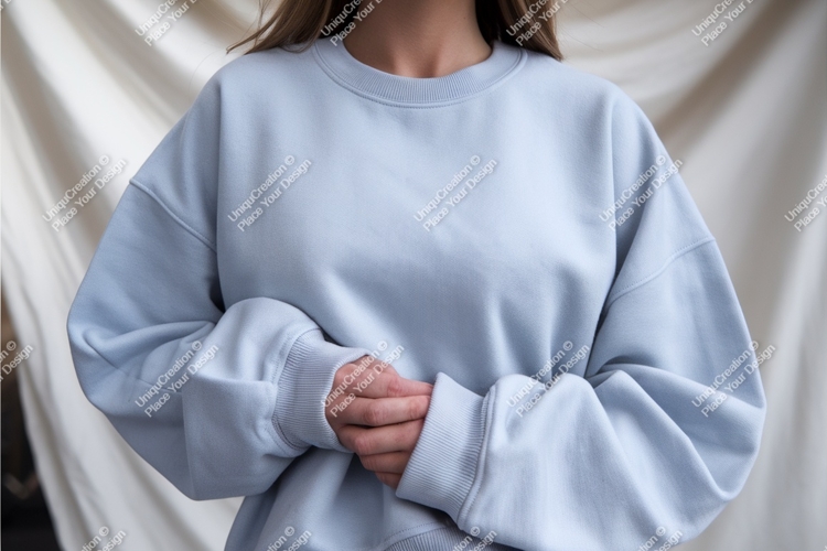 Light blue crewneck sweatshirt mockup clothing