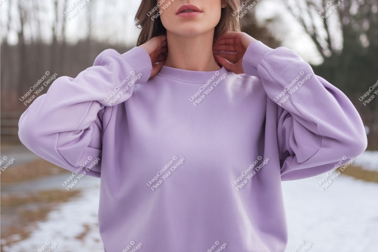 Lavender sweatshirt mockup apparel clothing