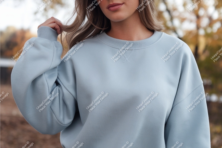Light blue crewneck sweatshirt mockup