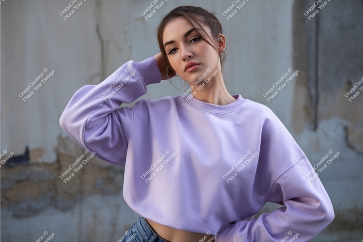 Young woman wearing lavender sweatshirt