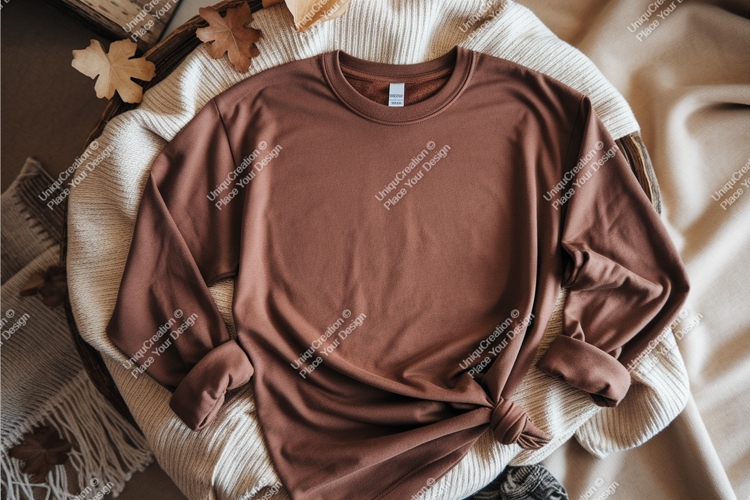 Brown sweatshirt on a blanket mockup