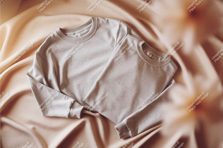 Two sweatshirts on fabric mockup
