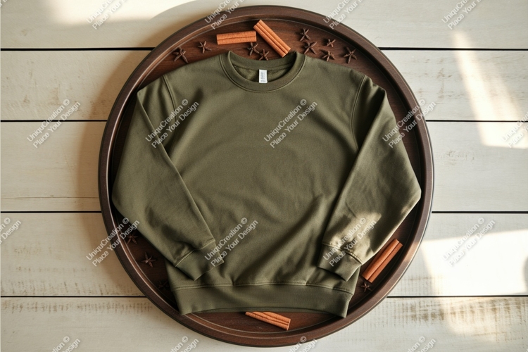 Olive green sweatshirt mockup