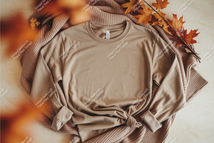 Beige sweatshirt with scarf mockup