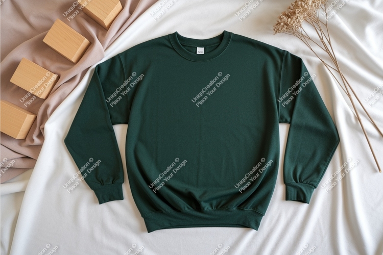 Green shirt on textile mockup