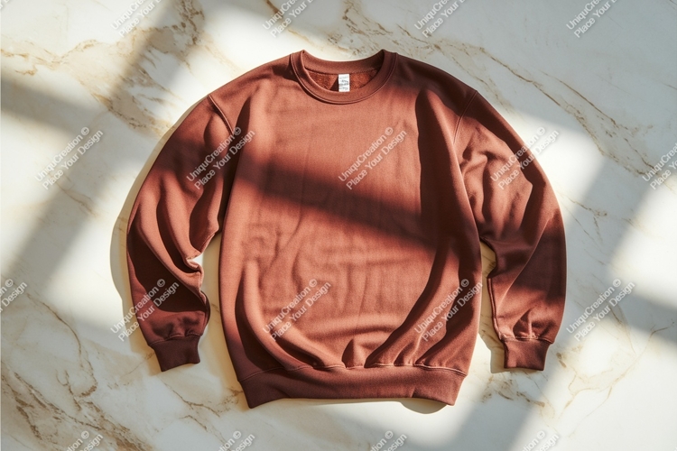 Brown sweatshirt on marble mockup